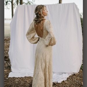 NWT Jen's Pirate Booty Topaz tea lace maxi dress